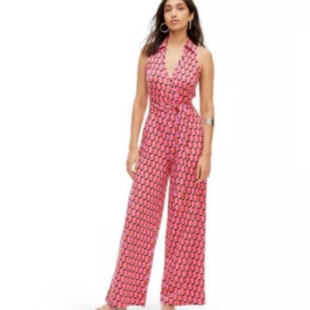 Pink Geometric Sleeveless Jumpsuit
